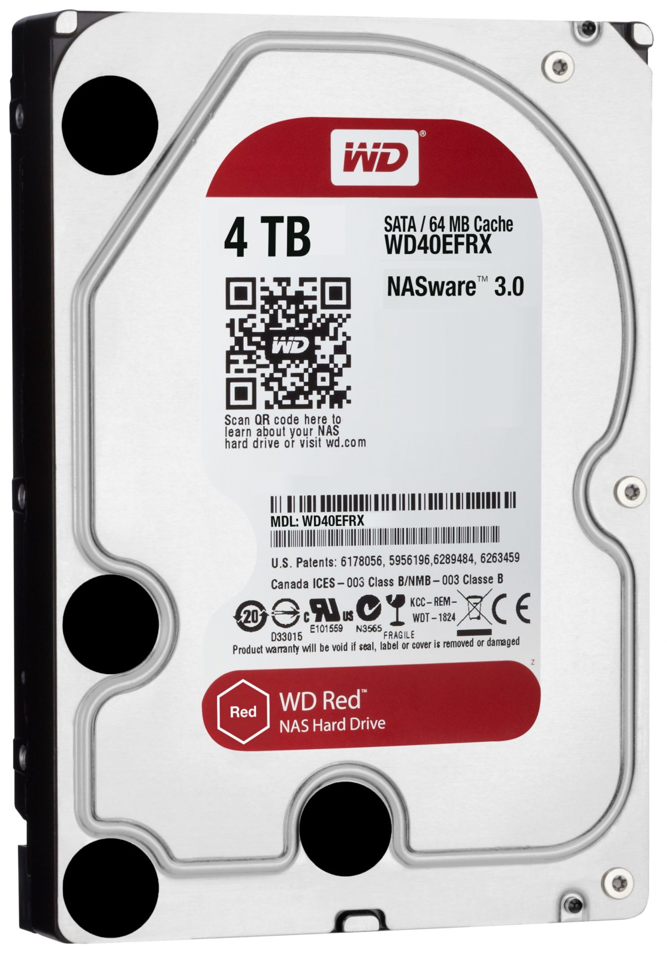 4TB SATA-3 3.5" 5400RPM 6Gb/s HDD (WD40EFRX)