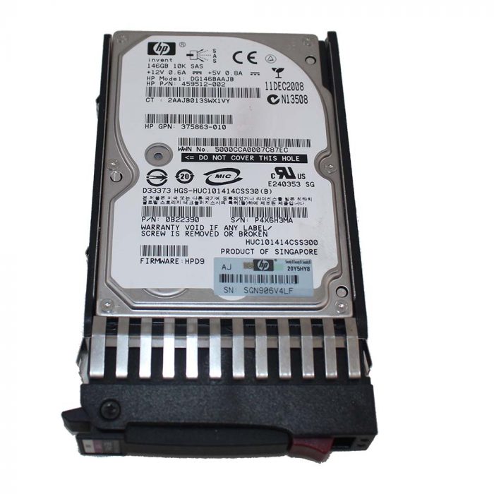 146GB SAS 2.5" 10K 6Gb/s (Hot-Plug with Caddy) HDD (459512-002)