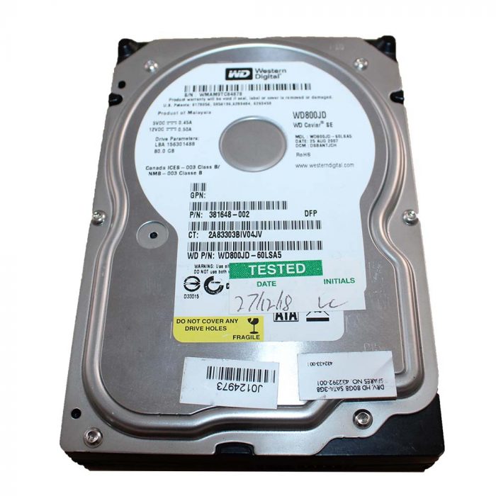 80GB SATA-I 3.5" 7200RPM 1.5Gb/s SATA HDD (WD800JD-60LSA5)