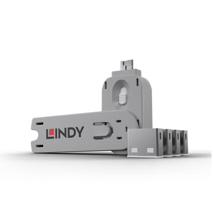 Lindy 4 x (White) USB port lock (+ one key) (40454)