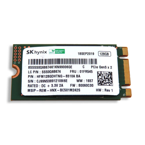 128GB M.2 M-Key 2242 32Gb/s (PCIe 3x4 NVMe SSD (00UP650)