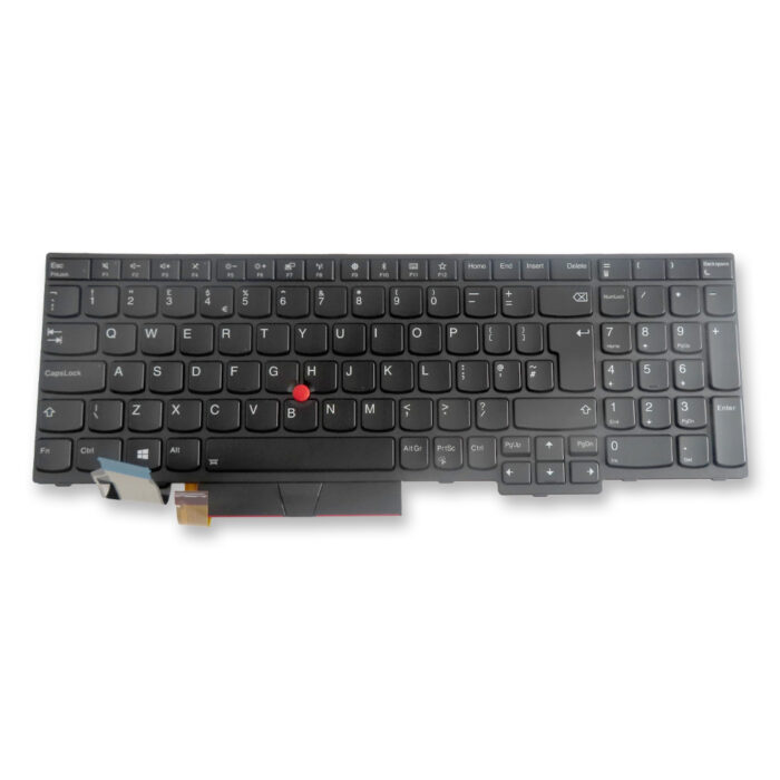 UK Black backlit keyboard (with pointstick) assembly - Lenovo Thinkpad E580, L580, P52, P53/P53,s, P72, T590 E590   (01YP708)